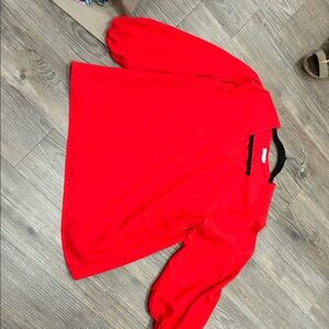 Vibrant Red Blouse with Puff Sleeves